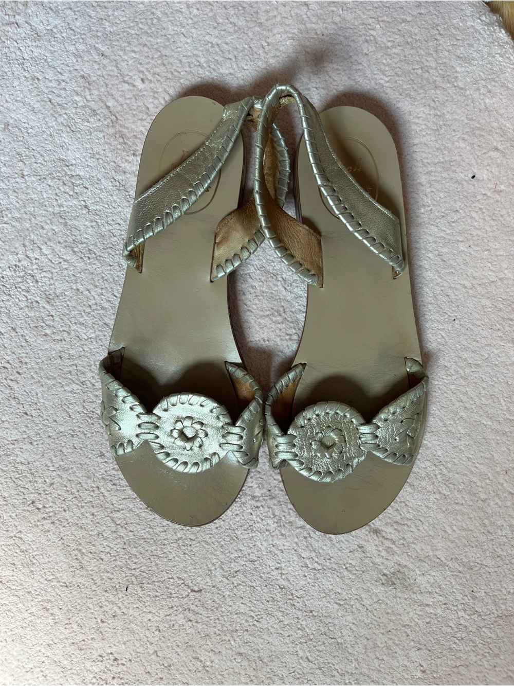 Jack Rogers Platinum Leather Slingback Sandals size 6